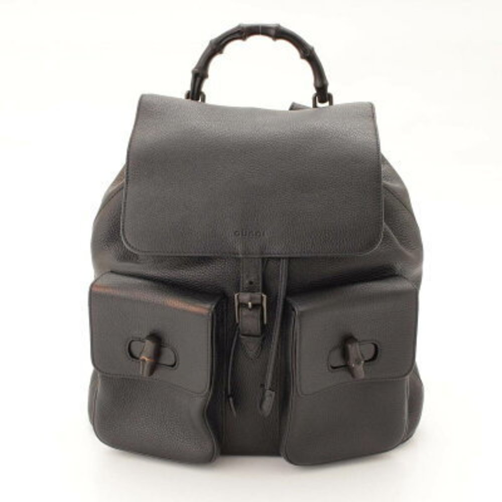 Gucci Bamboo Drawstring Backpack Rucksack Black - image 1
